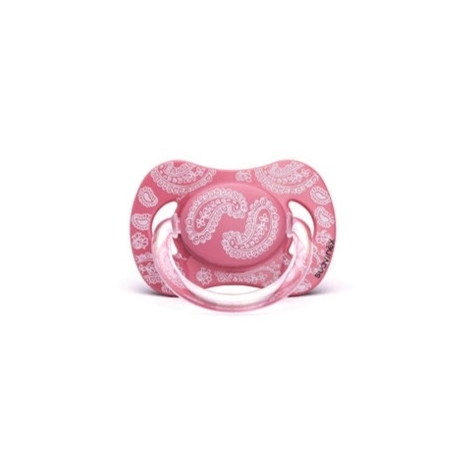 SUAVINEX XL LOVE dudlík silikon 6+ růžový s bílým ornamentem