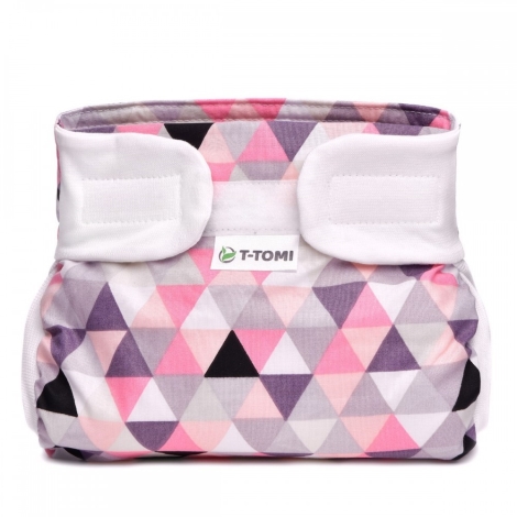 T-TOMI Ortopedické abdukční kalhotky suchý zip Pink Triangles 3-6kg