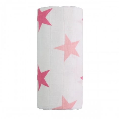 T-TOMI Velká bavlněná tetra osuška Pink Stars / Růžové hvězdičky