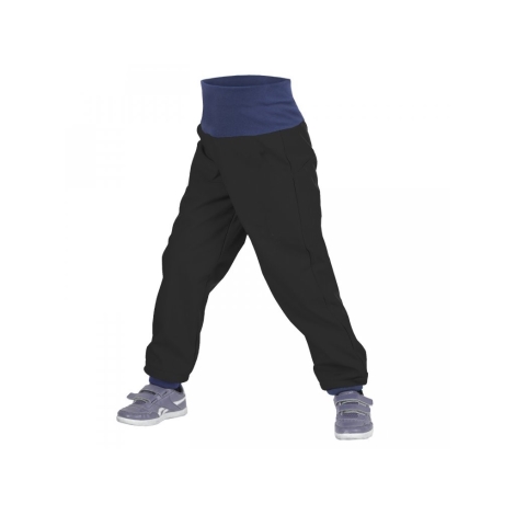 UNUO Dětské softshellové kalhoty s fleecem černé vel. 98-104 slim